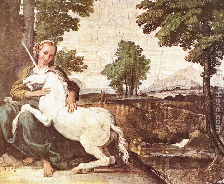 The Maiden and the Unicorn painting - Domenichino The Maiden and the Unicorn art painting